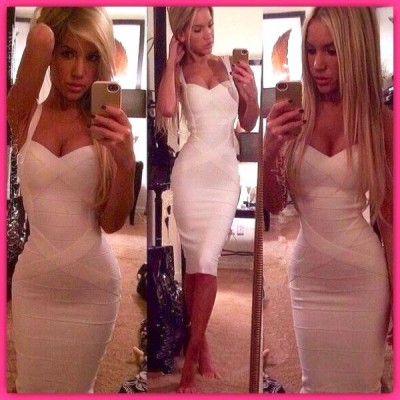 'Ada' white midi bandage dress